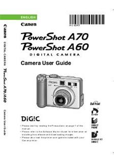 Canon PowerShot A70 manual. Camera Instructions.